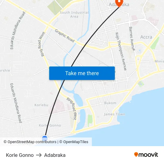 Korle Gonno to Adabraka map
