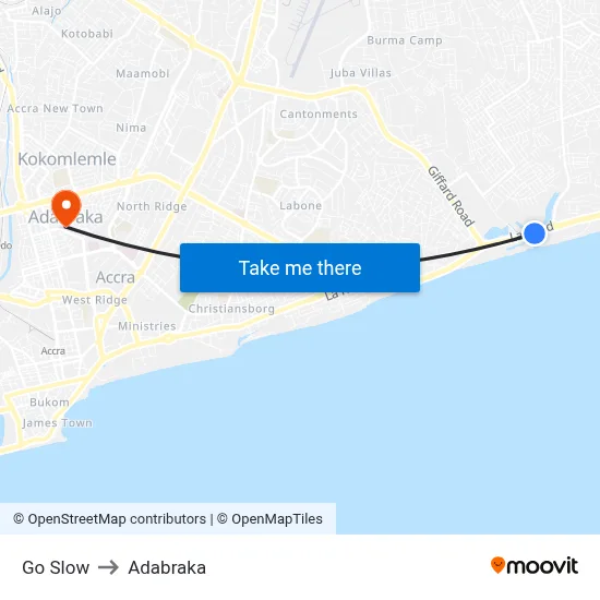 Go Slow to Adabraka map