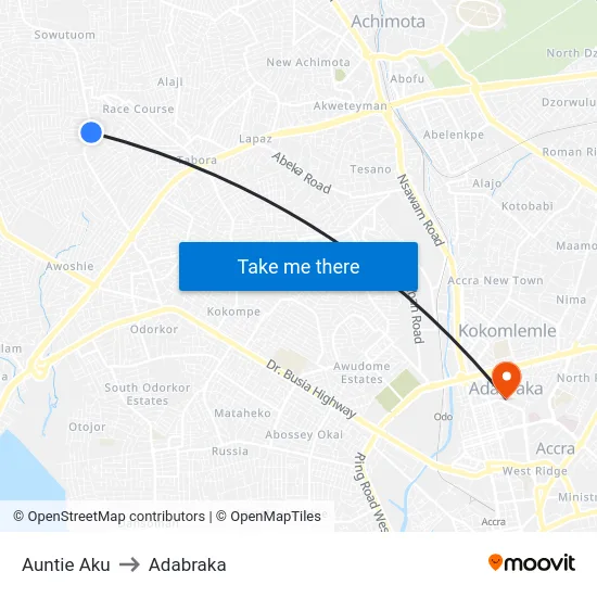 Auntie Aku to Adabraka map