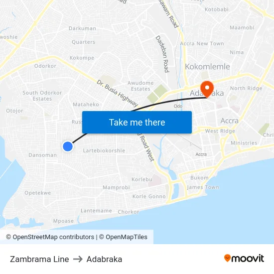Zambrama Line to Adabraka map