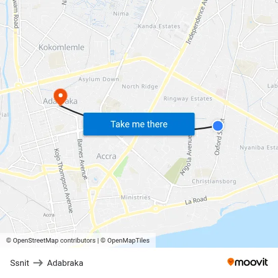 Ssnit to Adabraka map