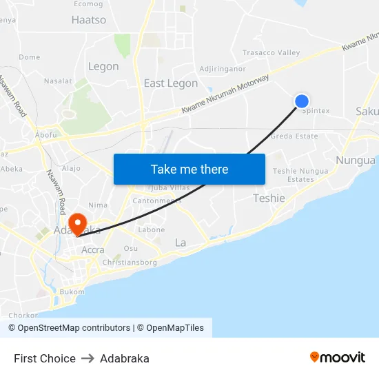 First Choice to Adabraka map