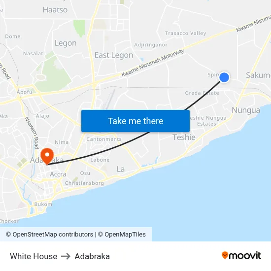 White House to Adabraka map