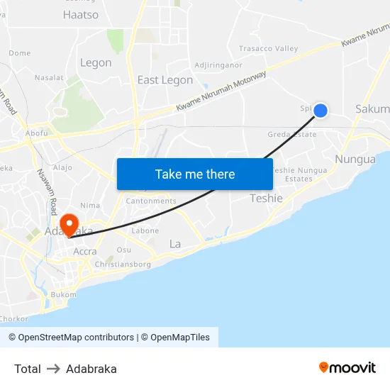 Total to Adabraka map