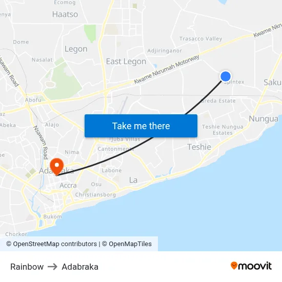 Rainbow to Adabraka map