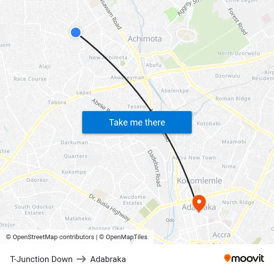 T-Junction Down to Adabraka map