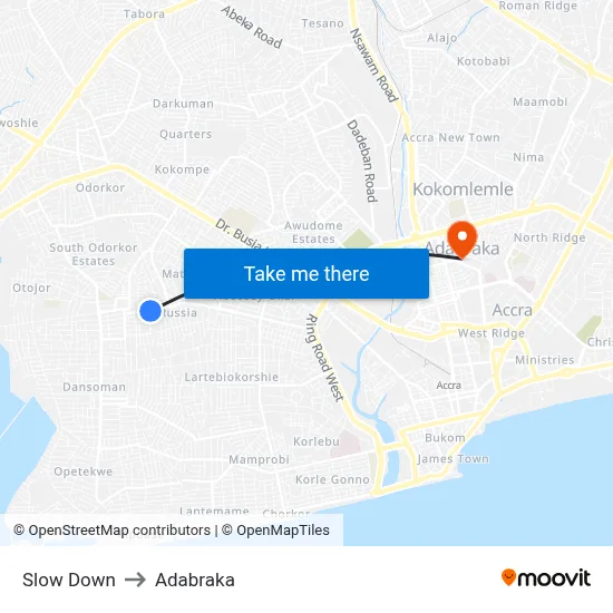 Slow Down to Adabraka map