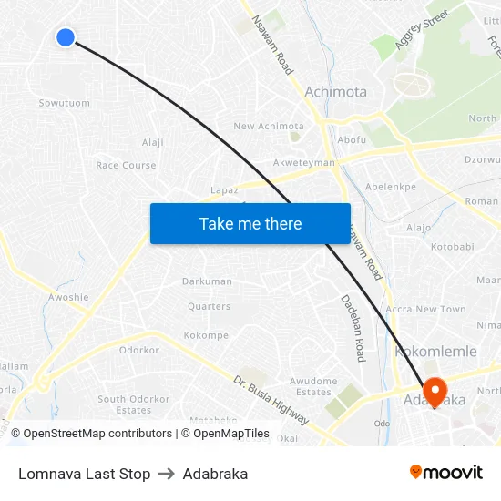 Lomnava Last Stop to Adabraka map