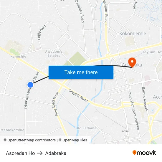 Asoredan Ho to Adabraka map