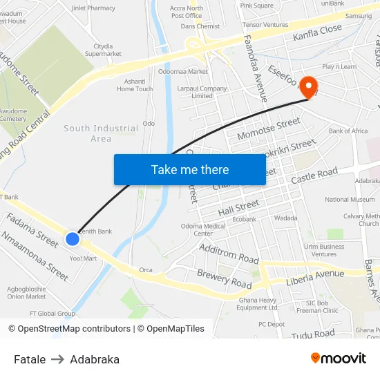 Fatale to Adabraka map