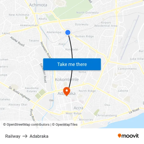 Railway to Adabraka map