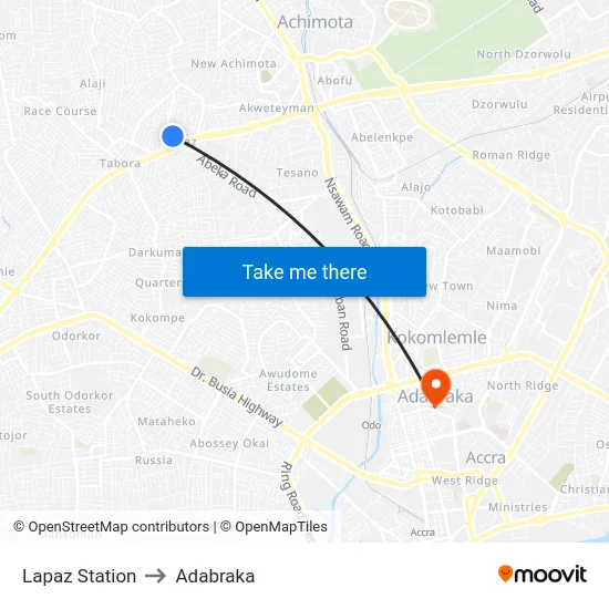 Lapaz Station to Adabraka map