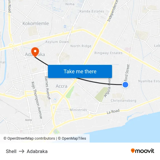 Shell to Adabraka map