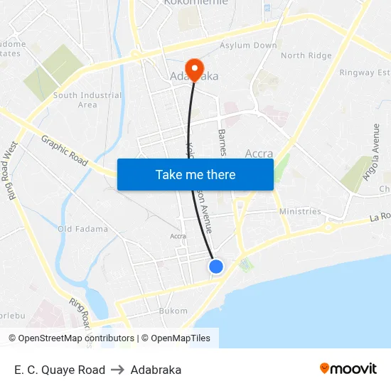 E. C. Quaye Road to Adabraka map