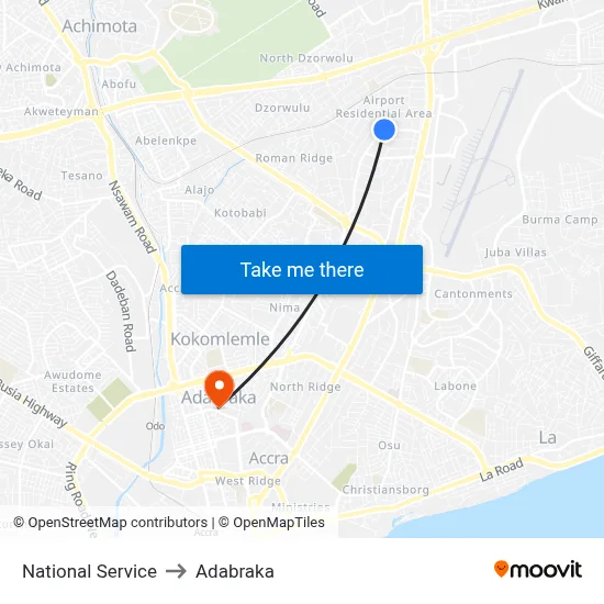 National Service to Adabraka map