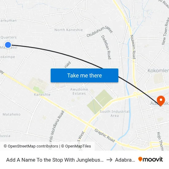 Add A Name To the Stop With Junglebus App to Adabraka map