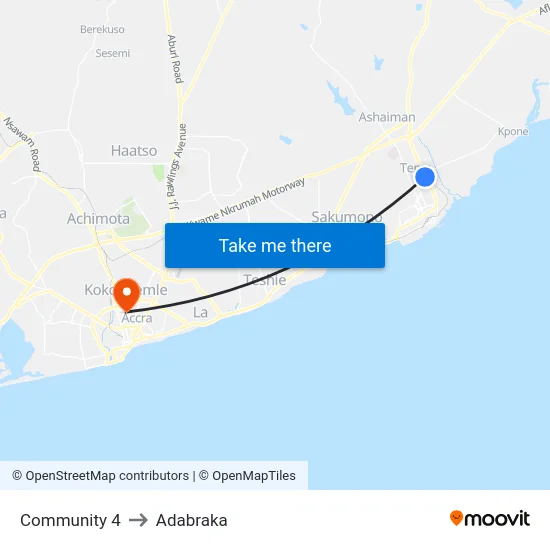 Community 4 to Adabraka map