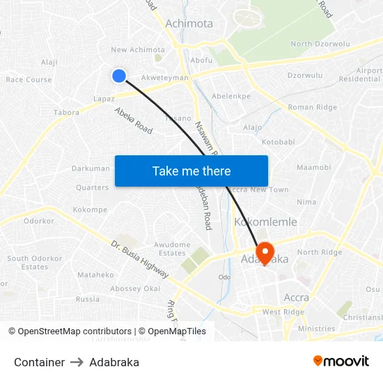 Container to Adabraka map
