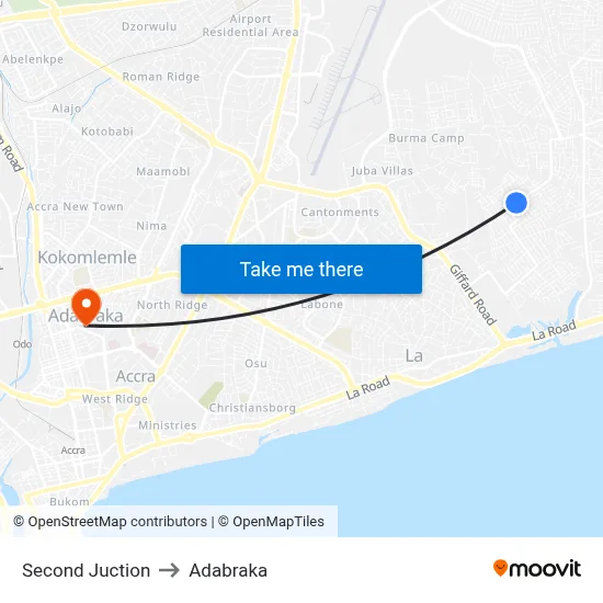 Second Juction to Adabraka map