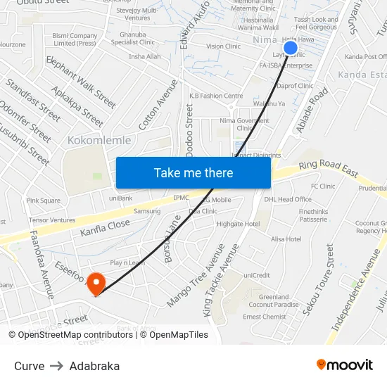 Curve to Adabraka map