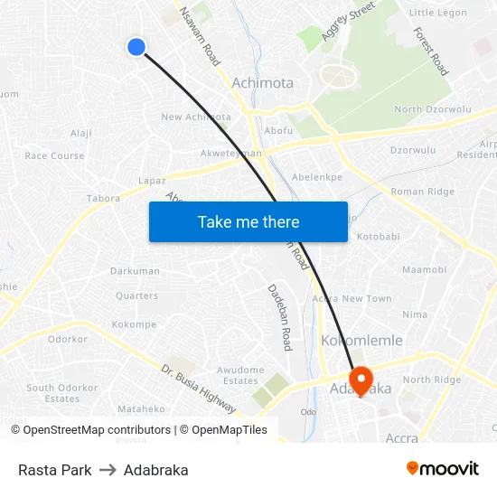 Rasta Park to Adabraka map