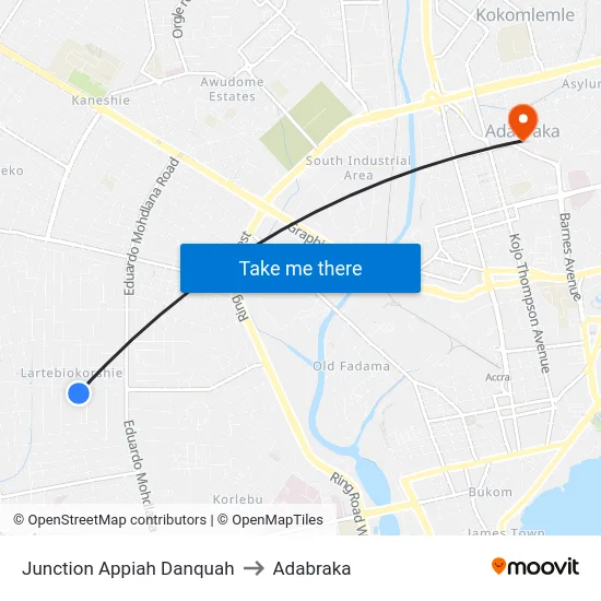 Junction Appiah Danquah to Adabraka map
