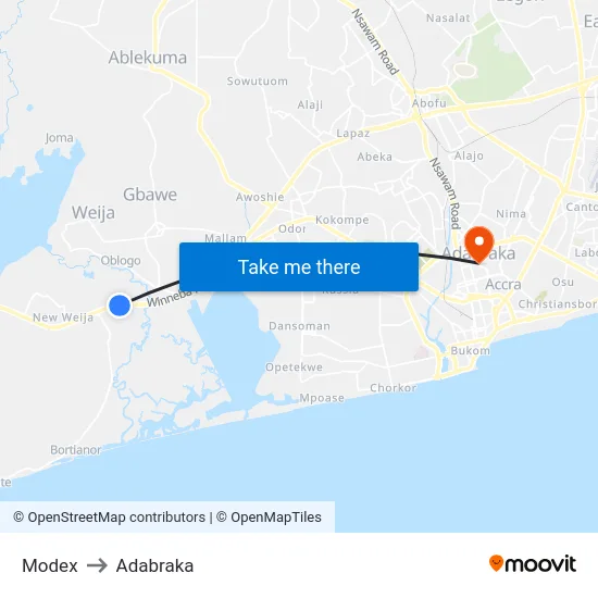 Modex to Adabraka map