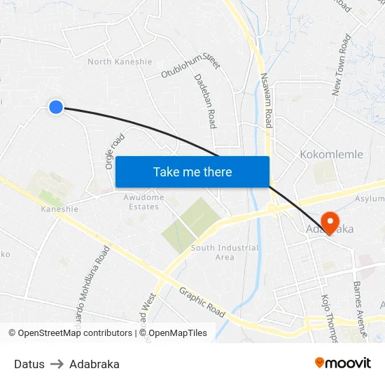 Datus to Adabraka map
