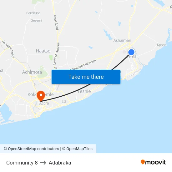 Community 8 to Adabraka map