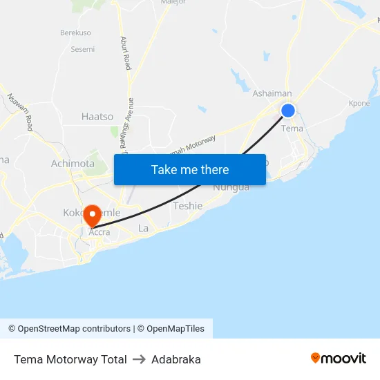 Tema Motorway Total to Adabraka map
