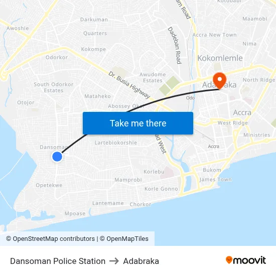 Dansoman Police Station to Adabraka map