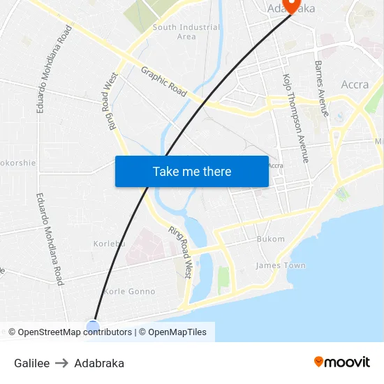 Galilee to Adabraka map