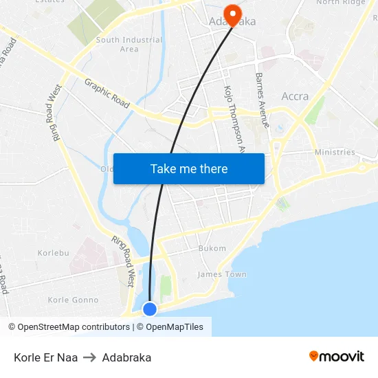 Korle Er Naa to Adabraka map