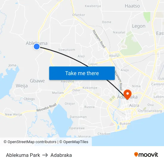 Ablekuma Park to Adabraka map