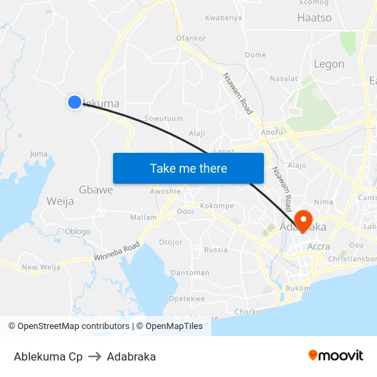 Ablekuma Cp to Adabraka map