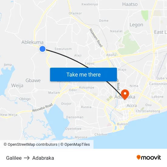 Galilee to Adabraka map