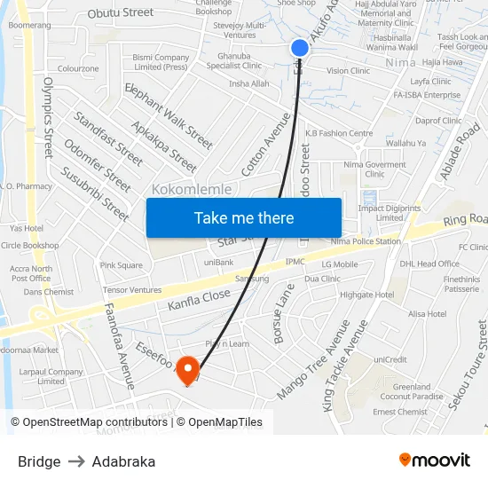 Bridge to Adabraka map