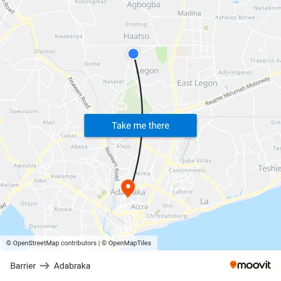 Barrier to Adabraka map