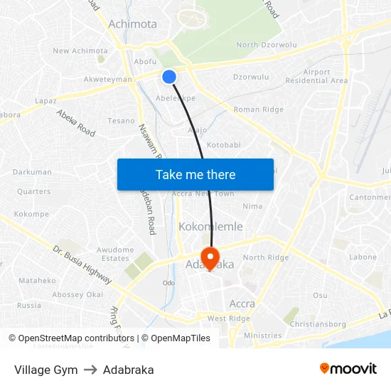 Village Gym to Adabraka map