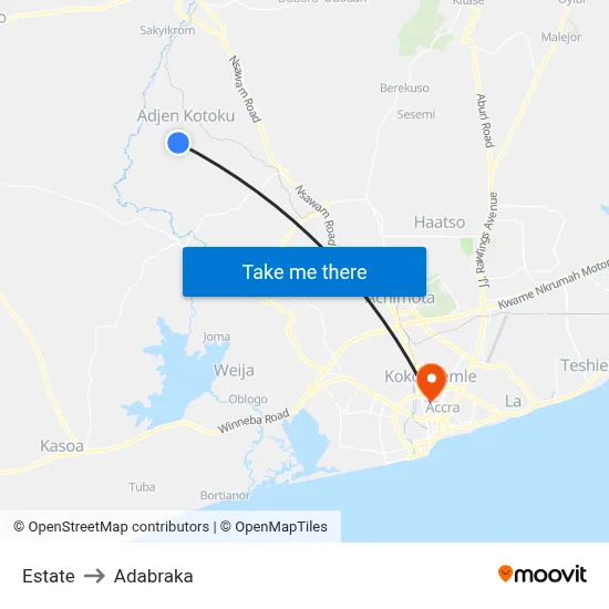 Estate to Adabraka map