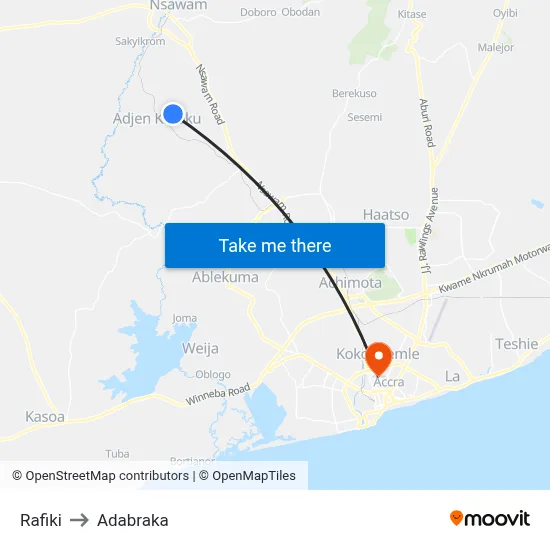 Rafiki to Adabraka map