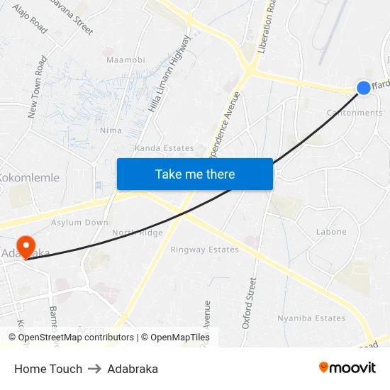 Home Touch to Adabraka map