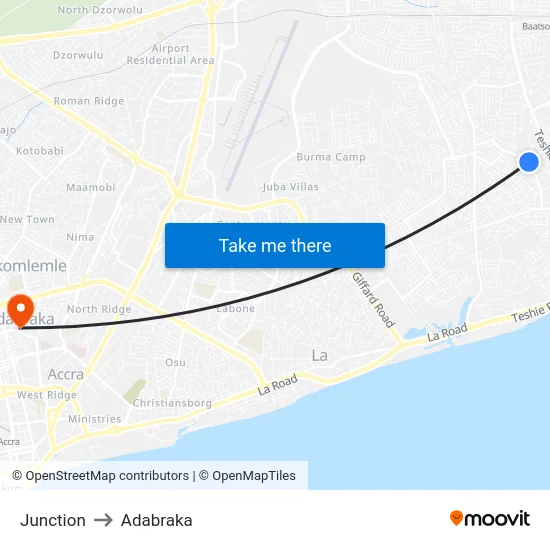 Junction to Adabraka map