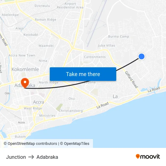 Junction to Adabraka map