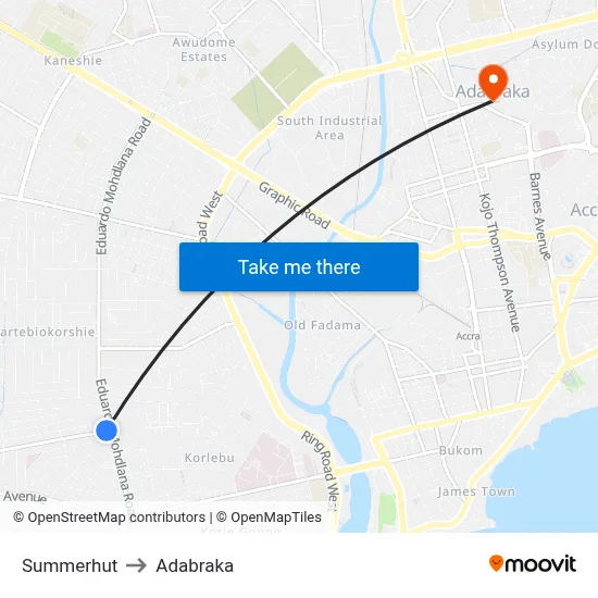 Summerhut to Adabraka map