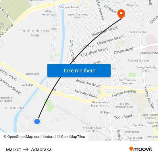 Market to Adabraka map
