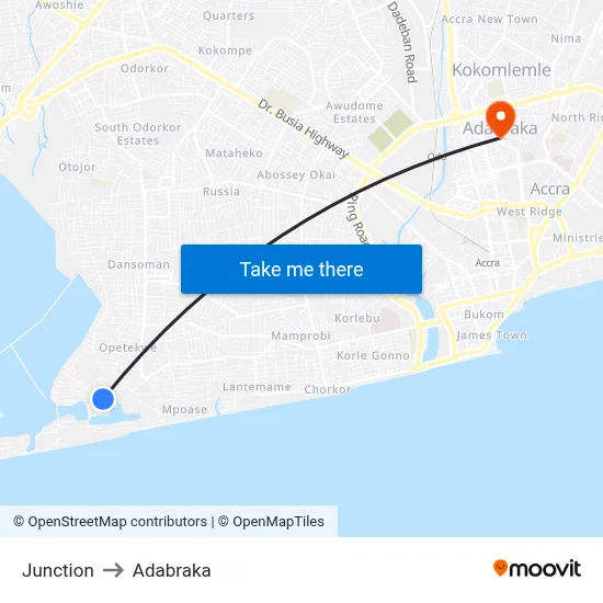 Junction to Adabraka map