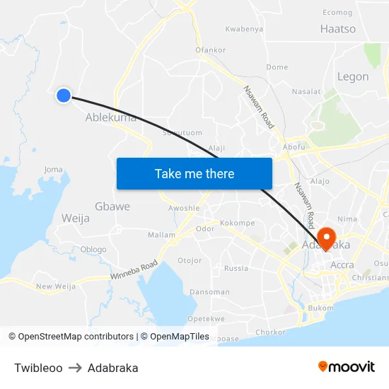 Twibleoo to Adabraka map