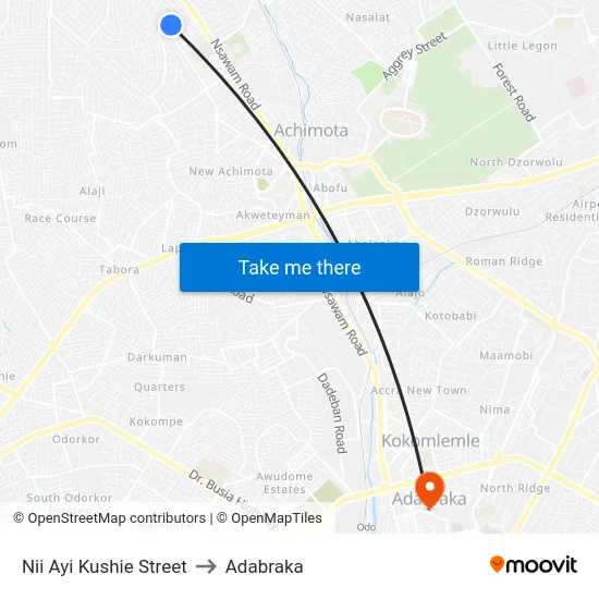 Nii Ayi Kushie Street to Adabraka map