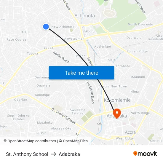 St. Anthony School to Adabraka map